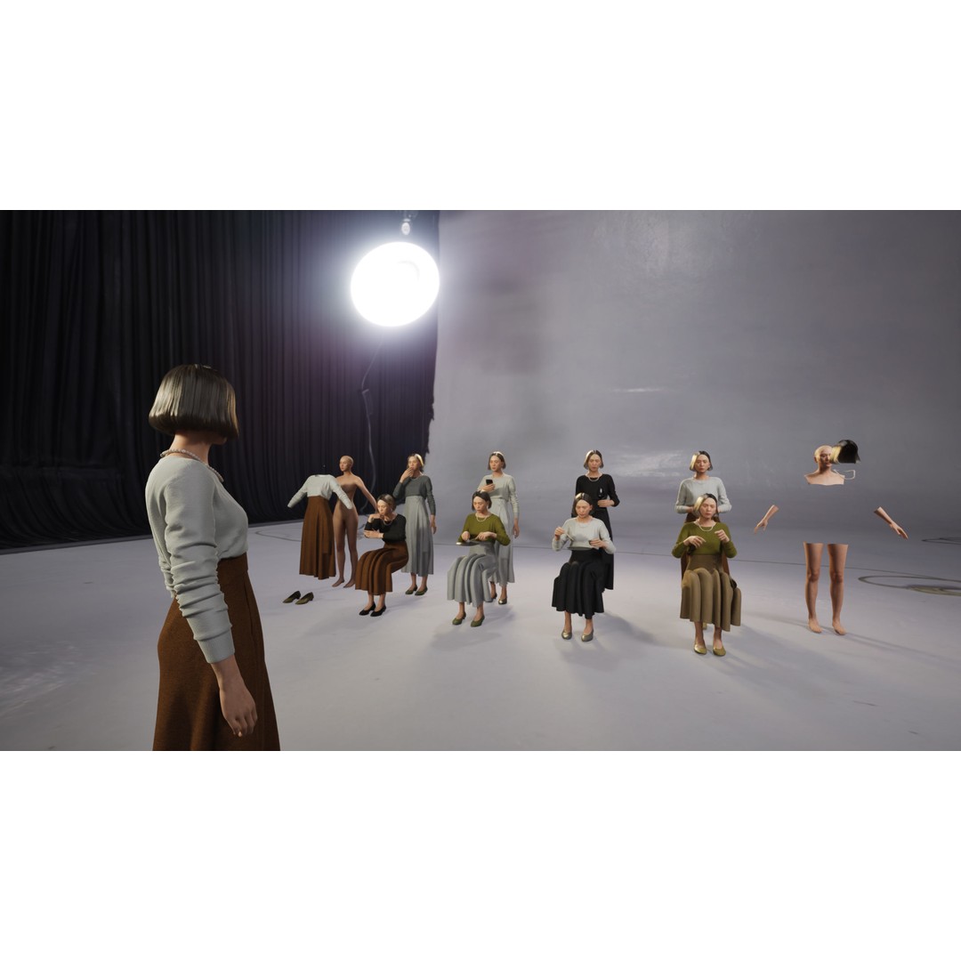 Asian Smart Casual Woman 3D Model – Low Poly Rigged Character, FBX - View 3