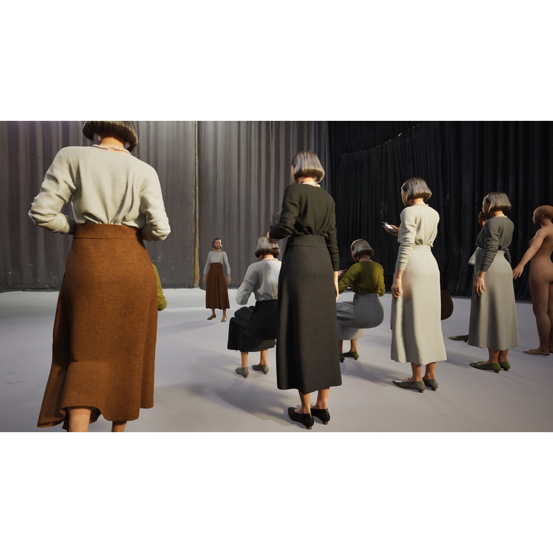 Asian Smart Casual Woman 3D Model – Low Poly Rigged Character, FBX - View 4