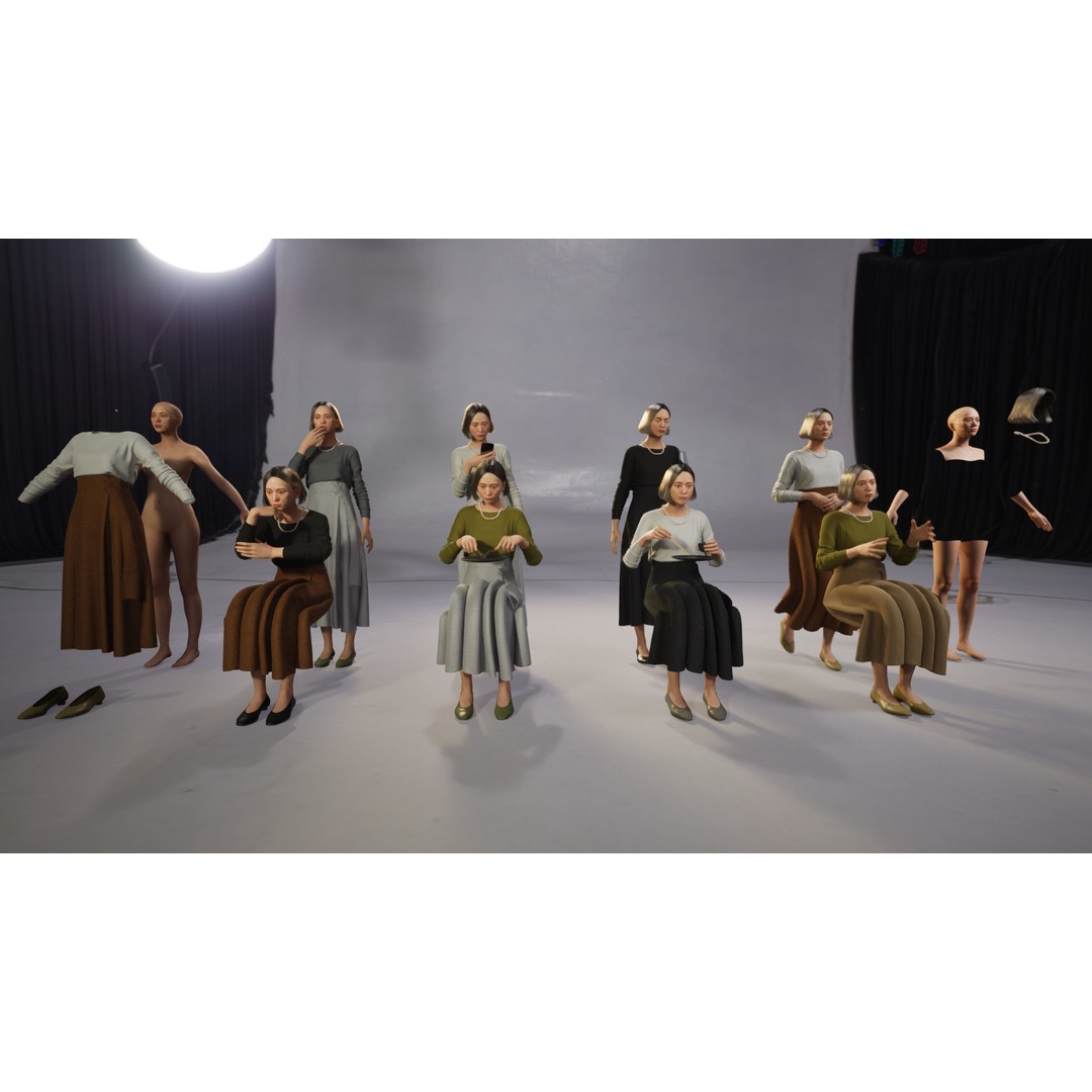 Asian Smart Casual Woman 3D Model – Low Poly Rigged Character, FBX - View 6