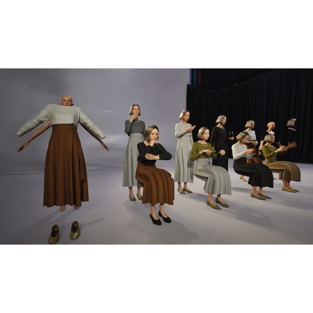 Asian Smart Casual Woman 3D Model – Low Poly Rigged Character, FBX - View 7