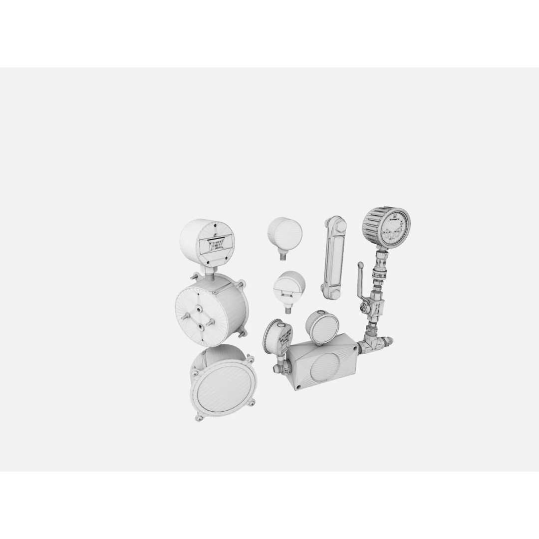 Industrial Measurement Gauges 3D Model – Low Poly PBR Asset, FBX, OBJ - View 11