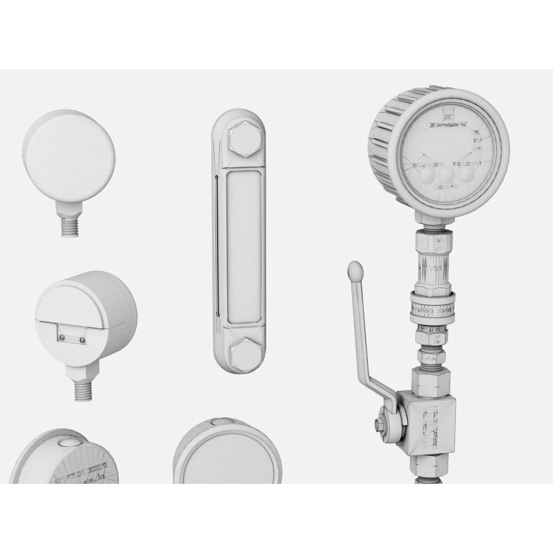 Industrial Measurement Gauges 3D Model – Low Poly PBR Asset, FBX, OBJ - View 12