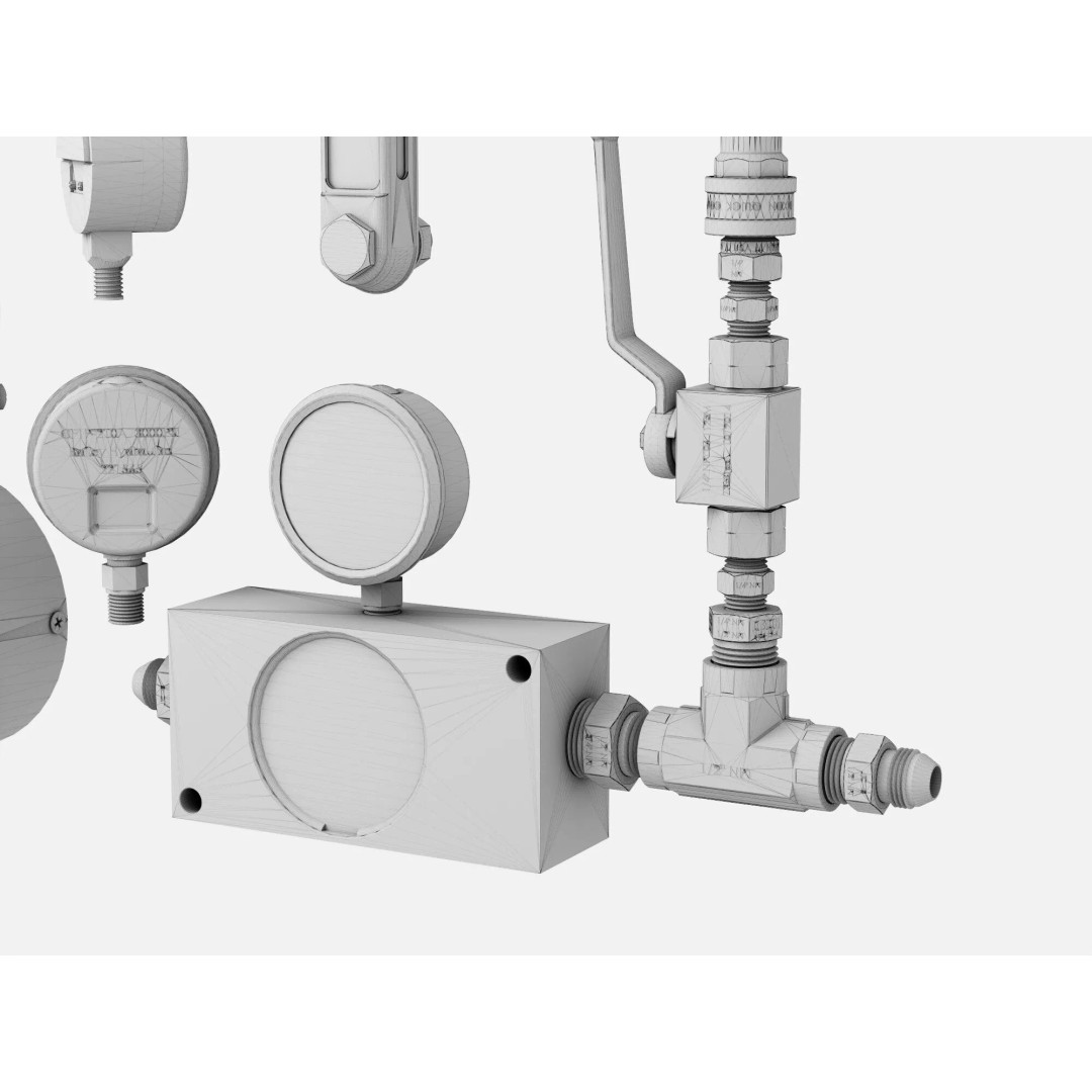 Industrial Measurement Gauges 3D Model – Low Poly PBR Asset, FBX, OBJ - View 15