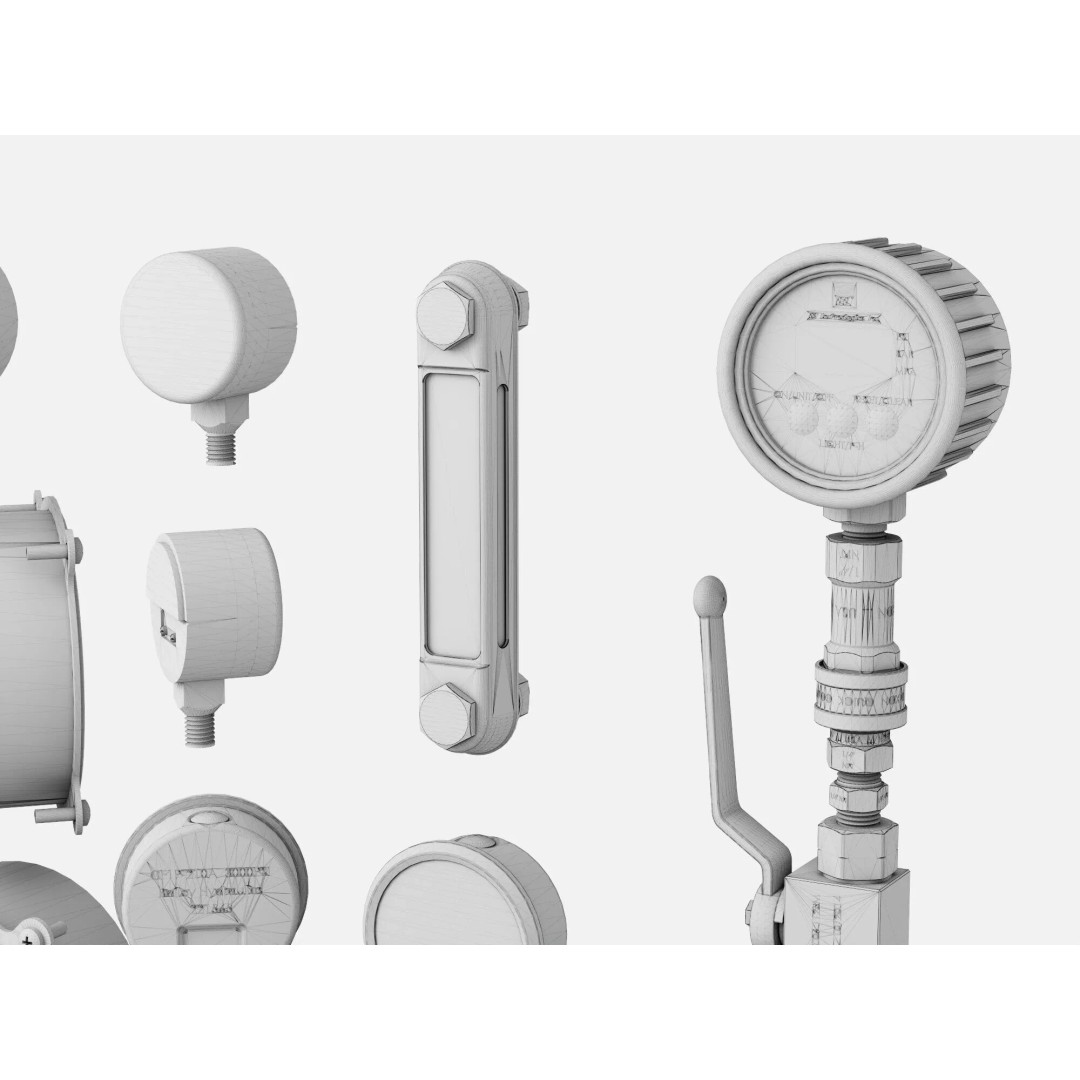 Industrial Measurement Gauges 3D Model – Low Poly PBR Asset, FBX, OBJ - View 17