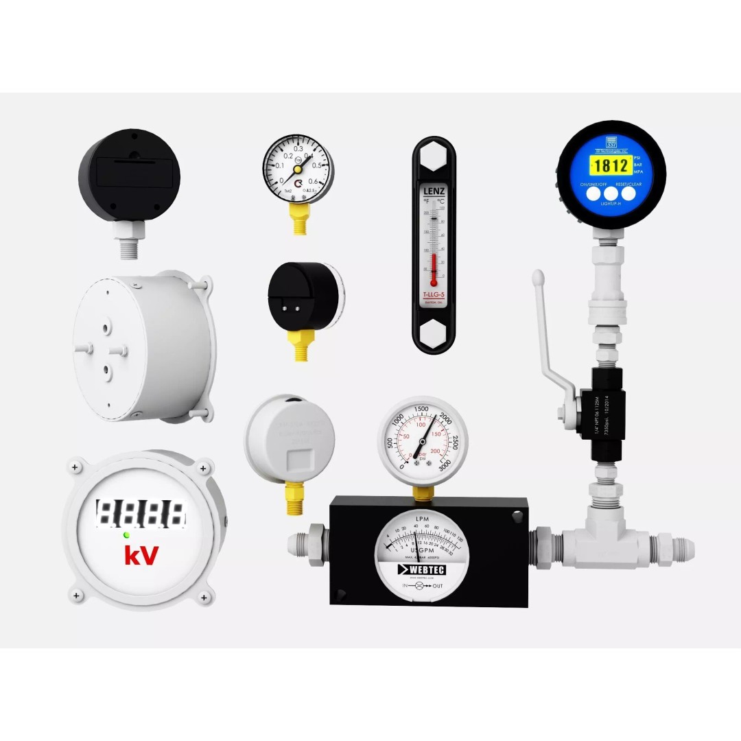 Industrial Measurement Gauges 3D Model – Low Poly PBR Asset, FBX, OBJ - View 2