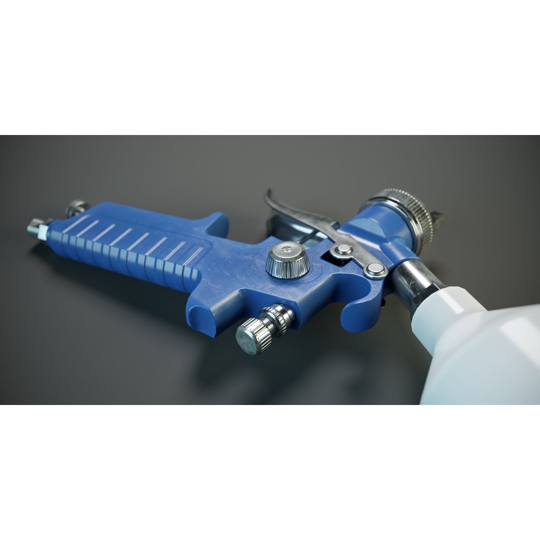 Paint Spray Gun 3D Model – Low Poly PBR Game Asset, FBX, OBJ - View 10