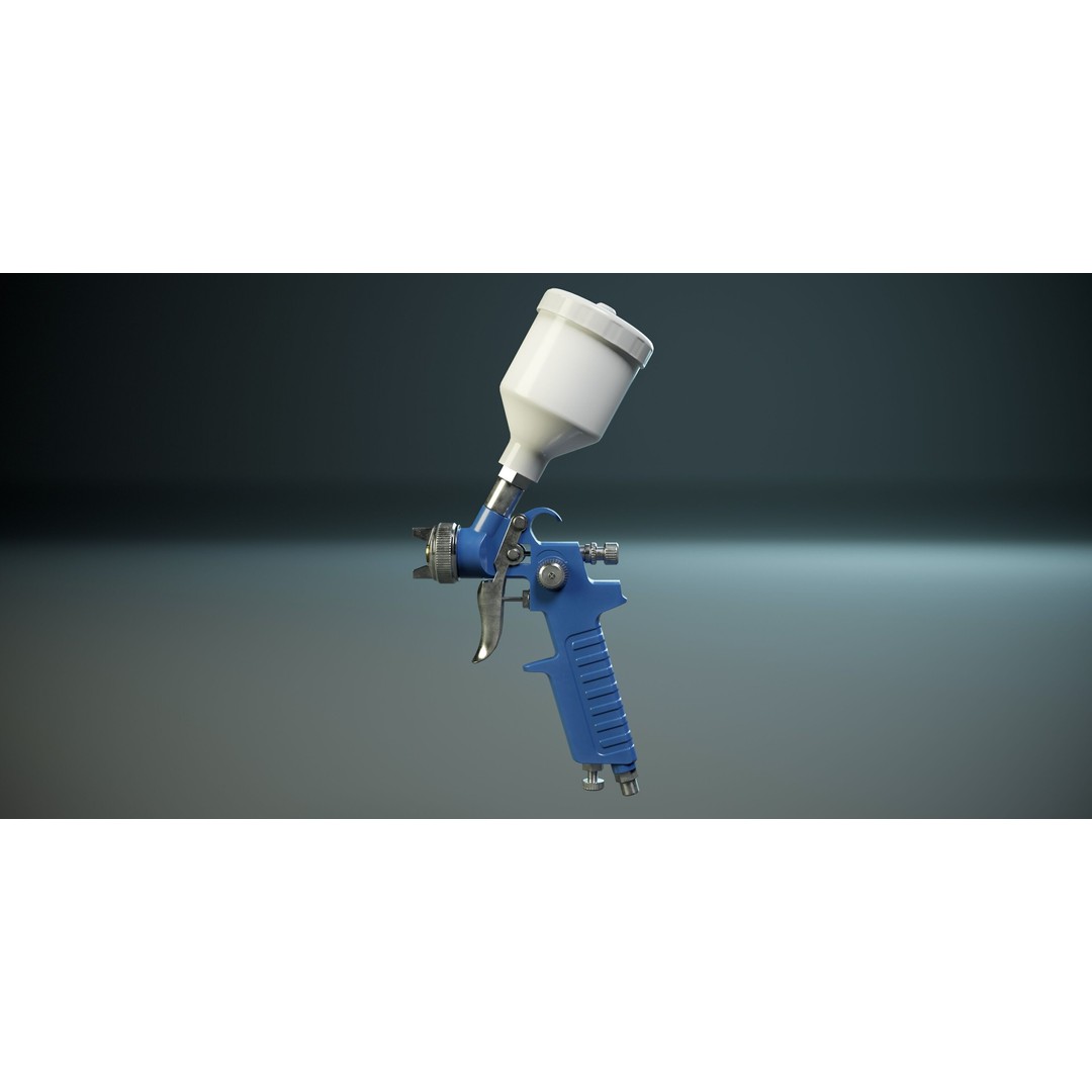Paint Spray Gun 3D Model – Low Poly PBR Game Asset, FBX, OBJ - View 12