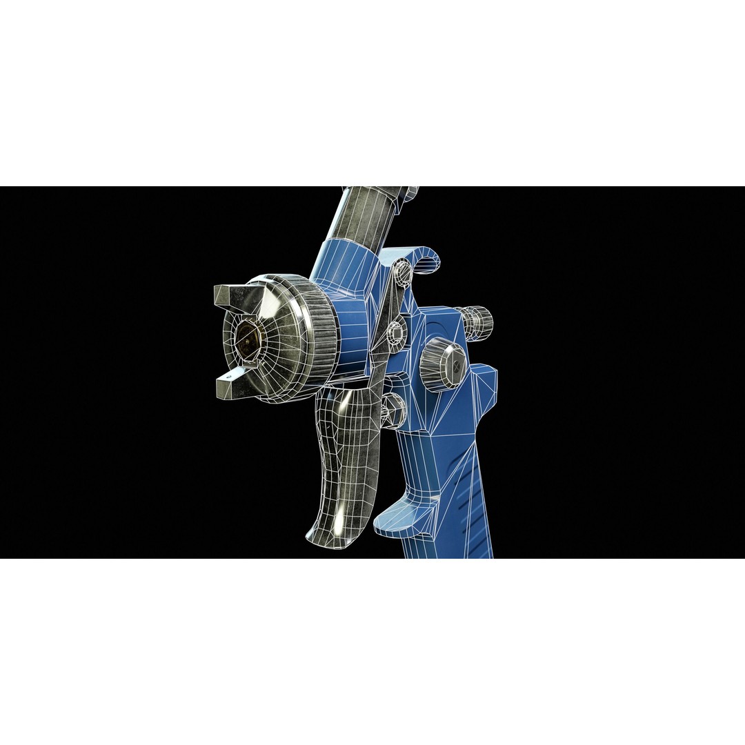Paint Spray Gun 3D Model – Low Poly PBR Game Asset, FBX, OBJ - View 15