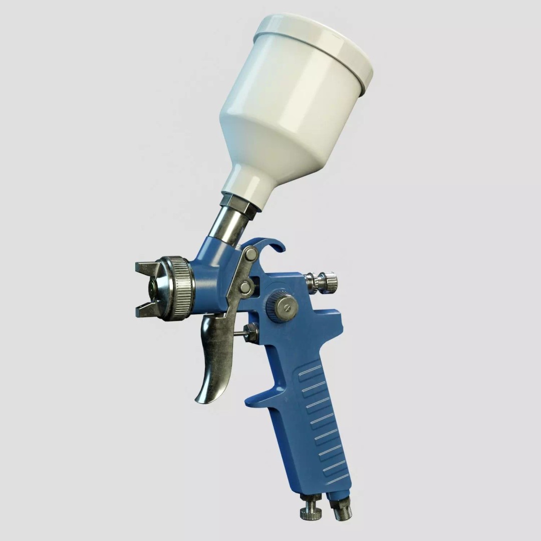 Paint Spray Gun 3D Model – Low Poly PBR Game Asset, FBX, OBJ - View 2