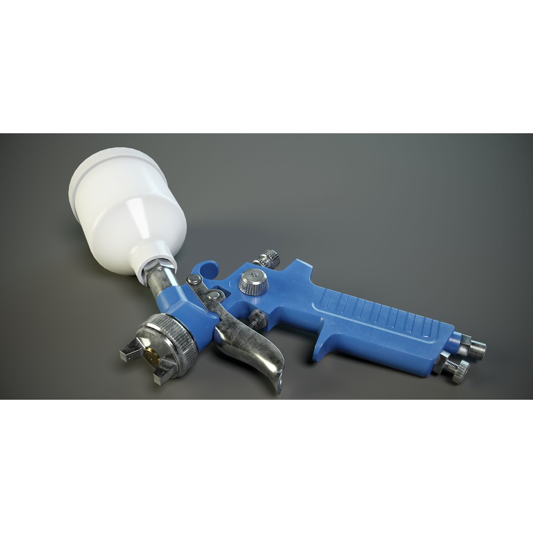 Paint Spray Gun 3D Model – Low Poly PBR Game Asset, FBX, OBJ - View 3