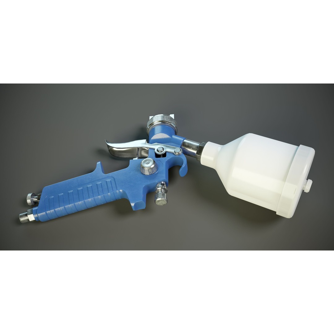 Paint Spray Gun 3D Model – Low Poly PBR Game Asset, FBX, OBJ - View 4