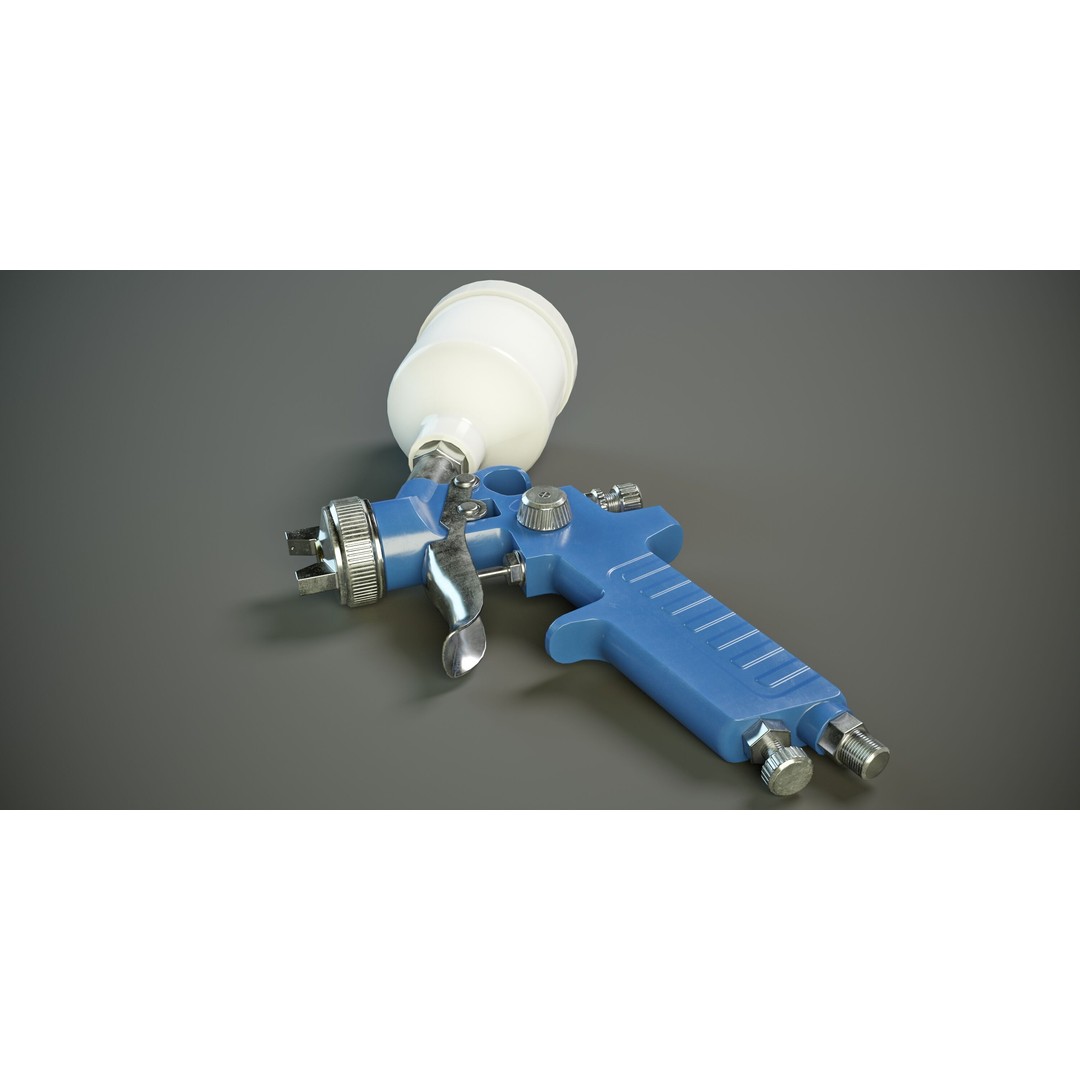 Paint Spray Gun 3D Model – Low Poly PBR Game Asset, FBX, OBJ - View 5