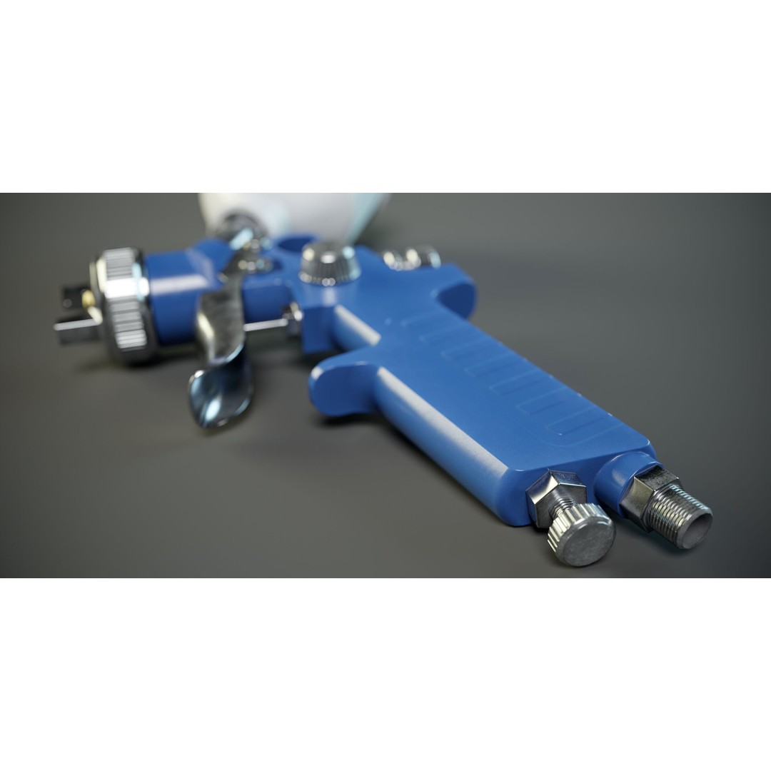 Paint Spray Gun 3D Model – Low Poly PBR Game Asset, FBX, OBJ - View 8
