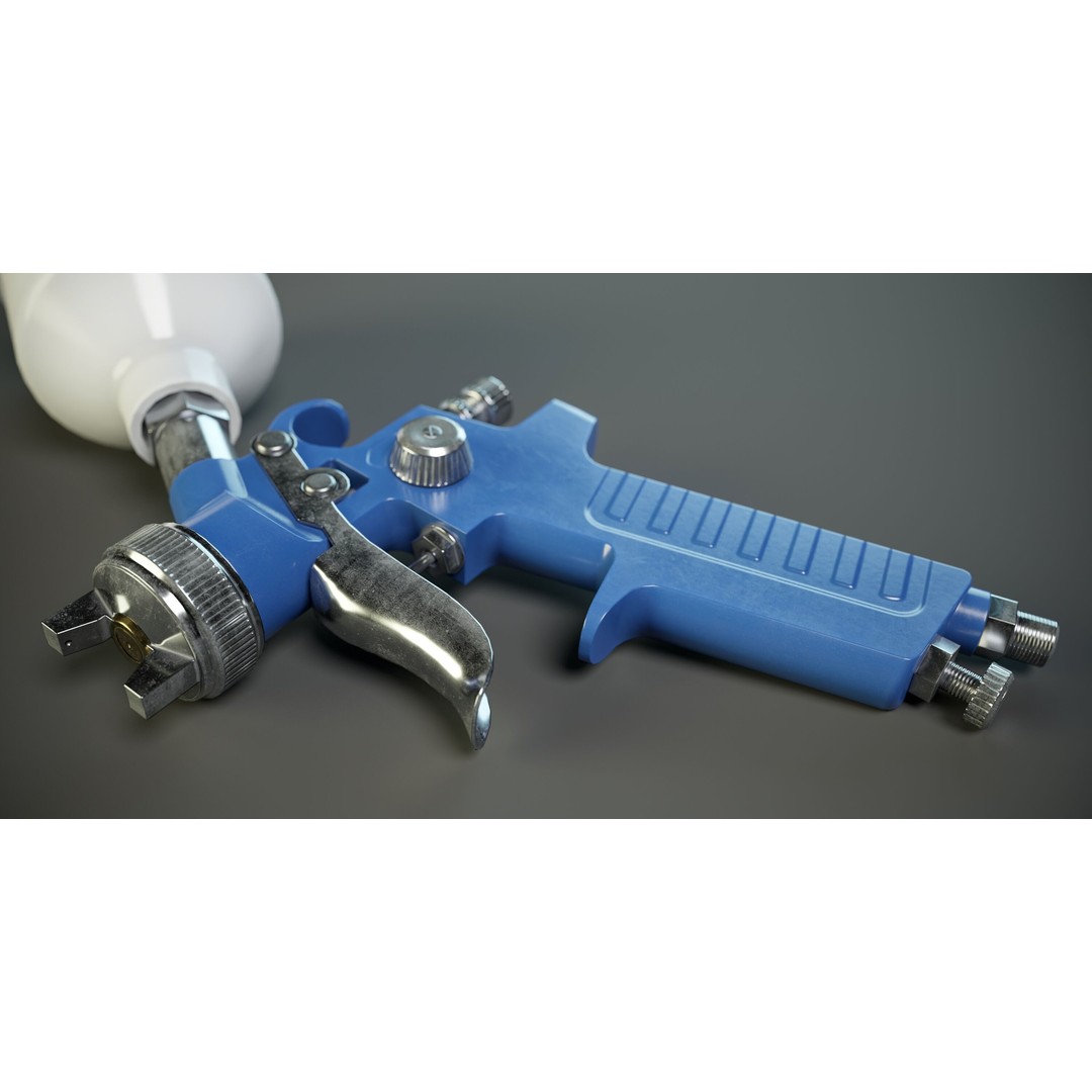 Paint Spray Gun 3D Model – Low Poly PBR Game Asset, FBX, OBJ - View 9