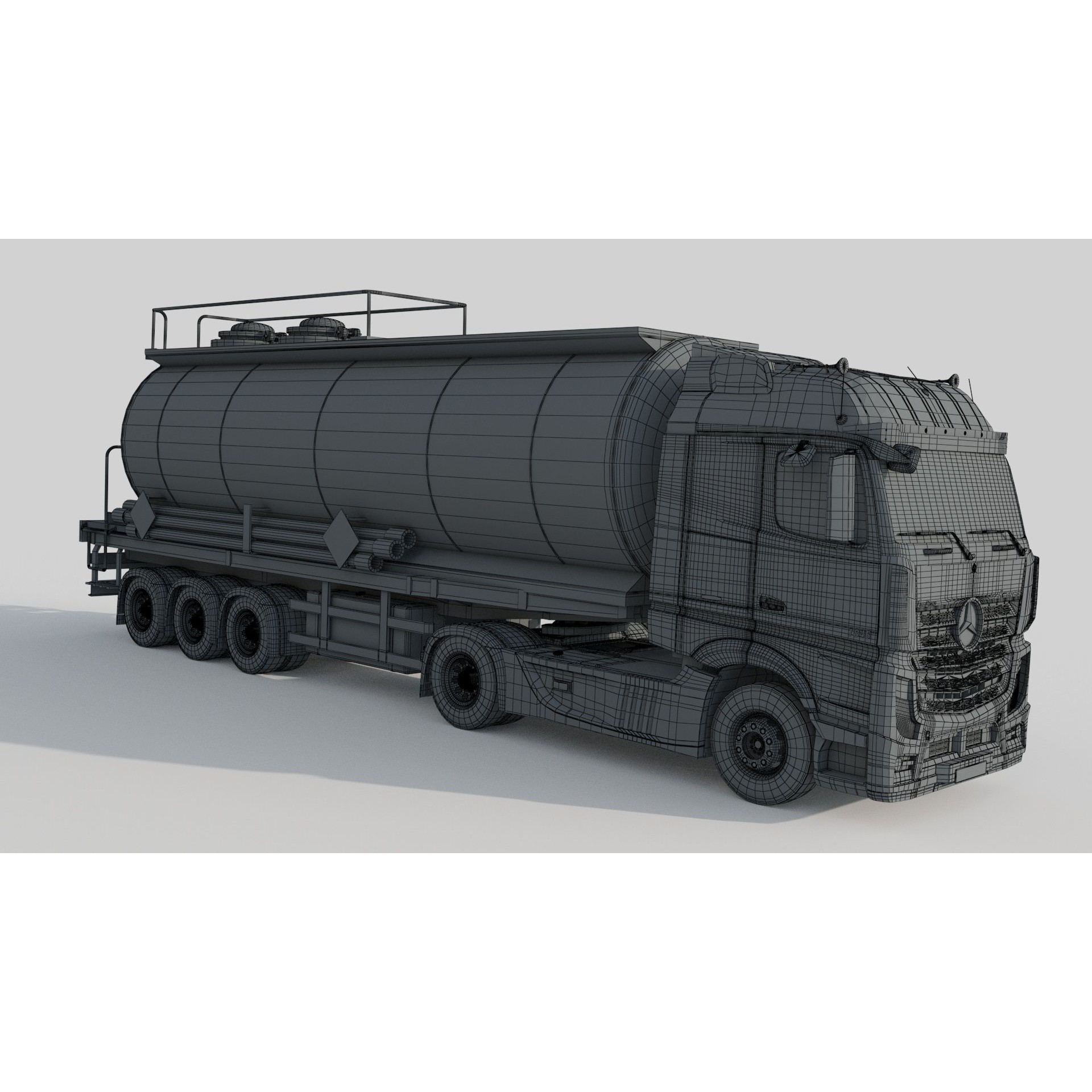 Mercedes Actros Fuel Tanker - Game-Ready 3D Model - View 10