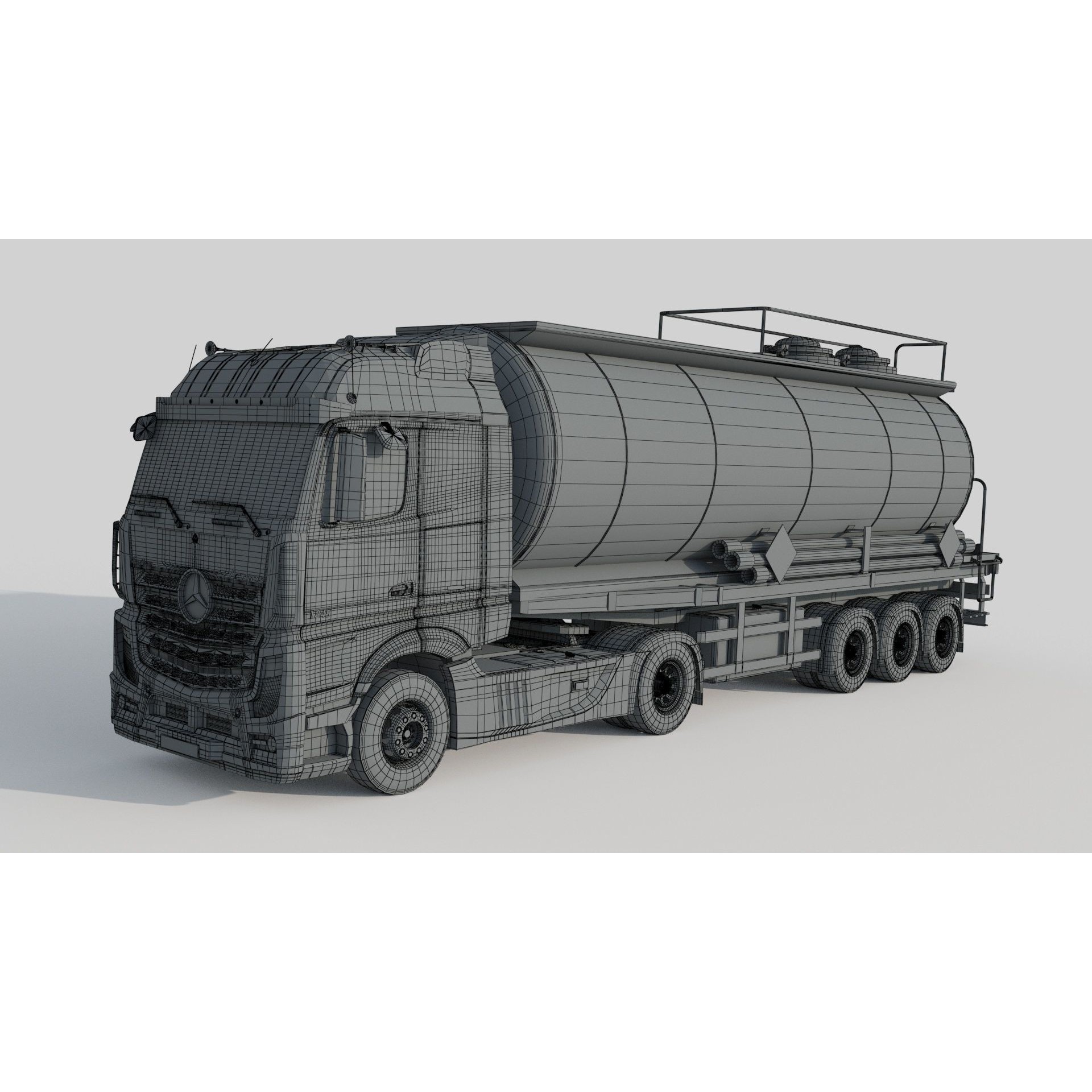 Mercedes Actros Fuel Tanker - Game-Ready 3D Model - View 11