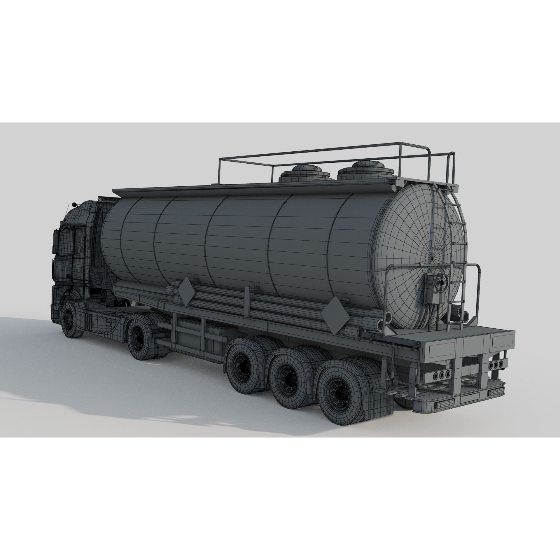 Mercedes Actros Fuel Tanker - Game-Ready 3D Model - View 12