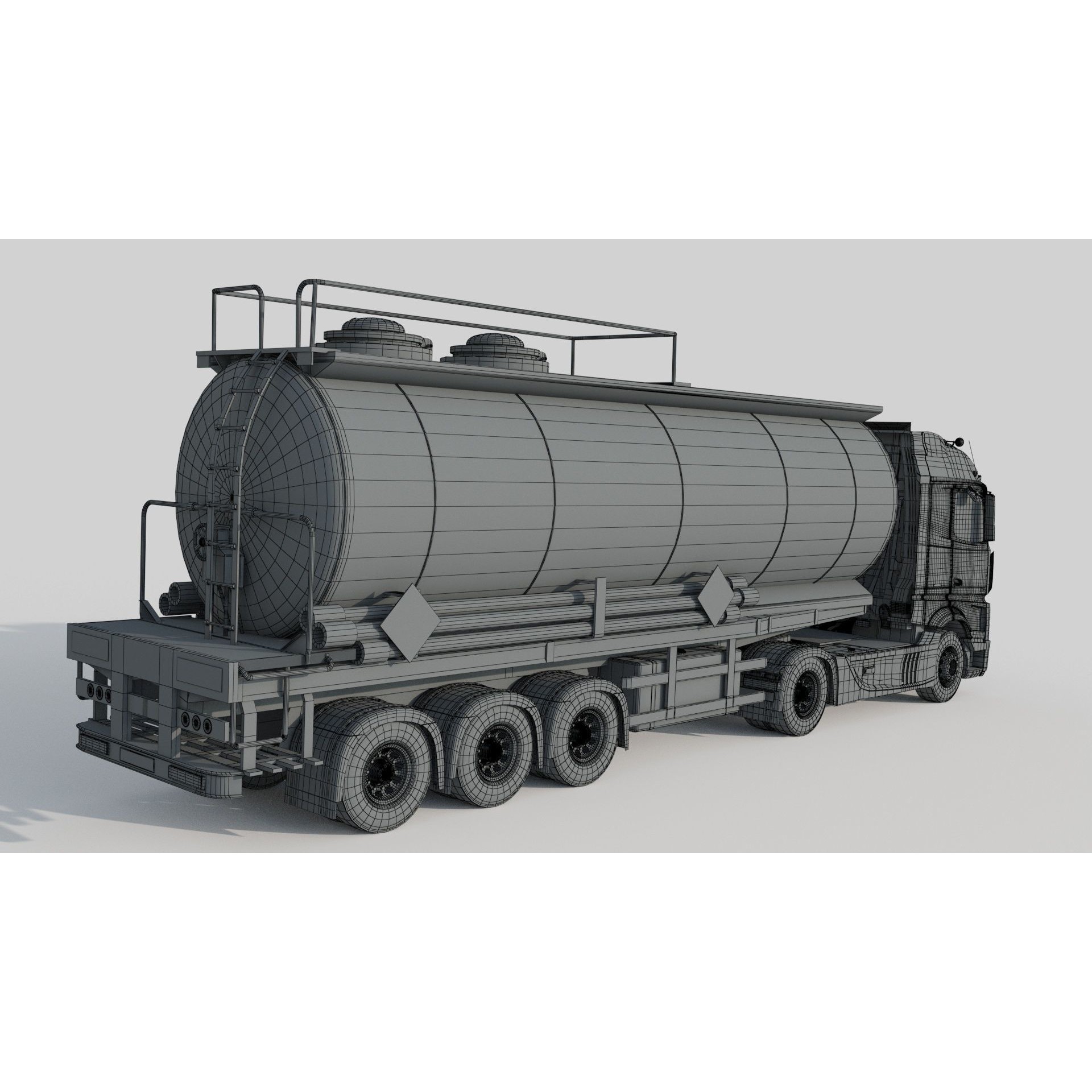Mercedes Actros Fuel Tanker - Game-Ready 3D Model - View 13