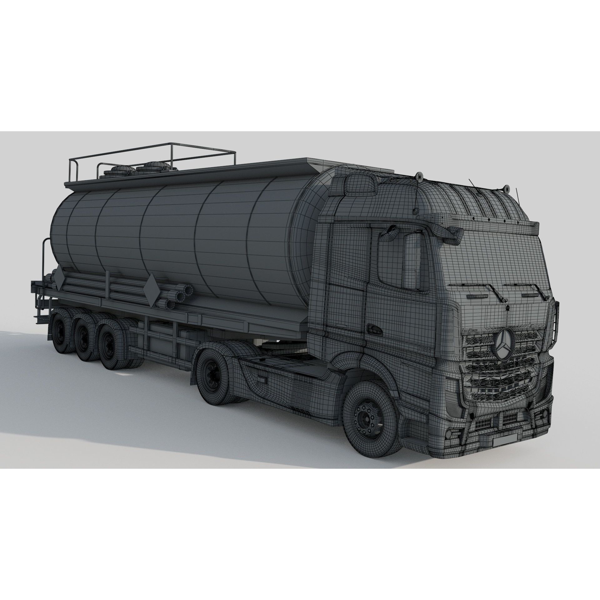 Mercedes Actros Fuel Tanker - Game-Ready 3D Model - View 14