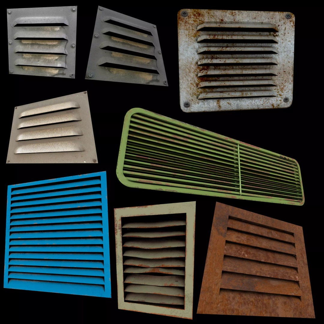 Air Vents 3D Model – Low Poly Industrial Asset, FBX & PBR Textures - View 2