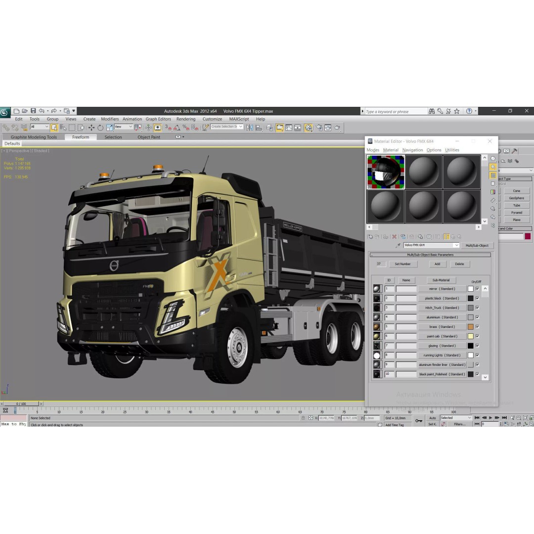 VOLVO FMX 6X4 Dump Truck 3D Model – Realistic Vehicle Asset, FBX, OBJ - View 56