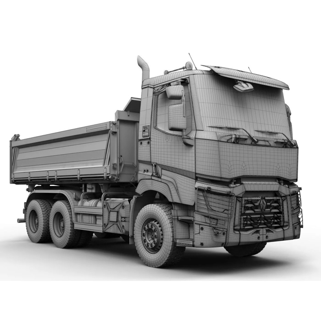 Renault C-Series 6X4 3D Model – High Poly Truck Asset, FBX, OBJ - View 14