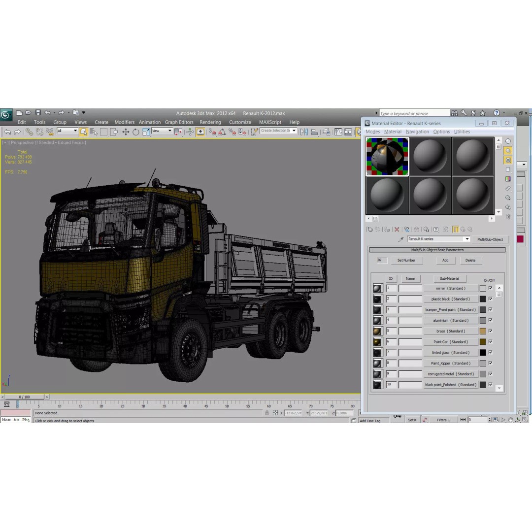 Renault C-Series 6X4 3D Model – High Poly Truck Asset, FBX, OBJ - View 15