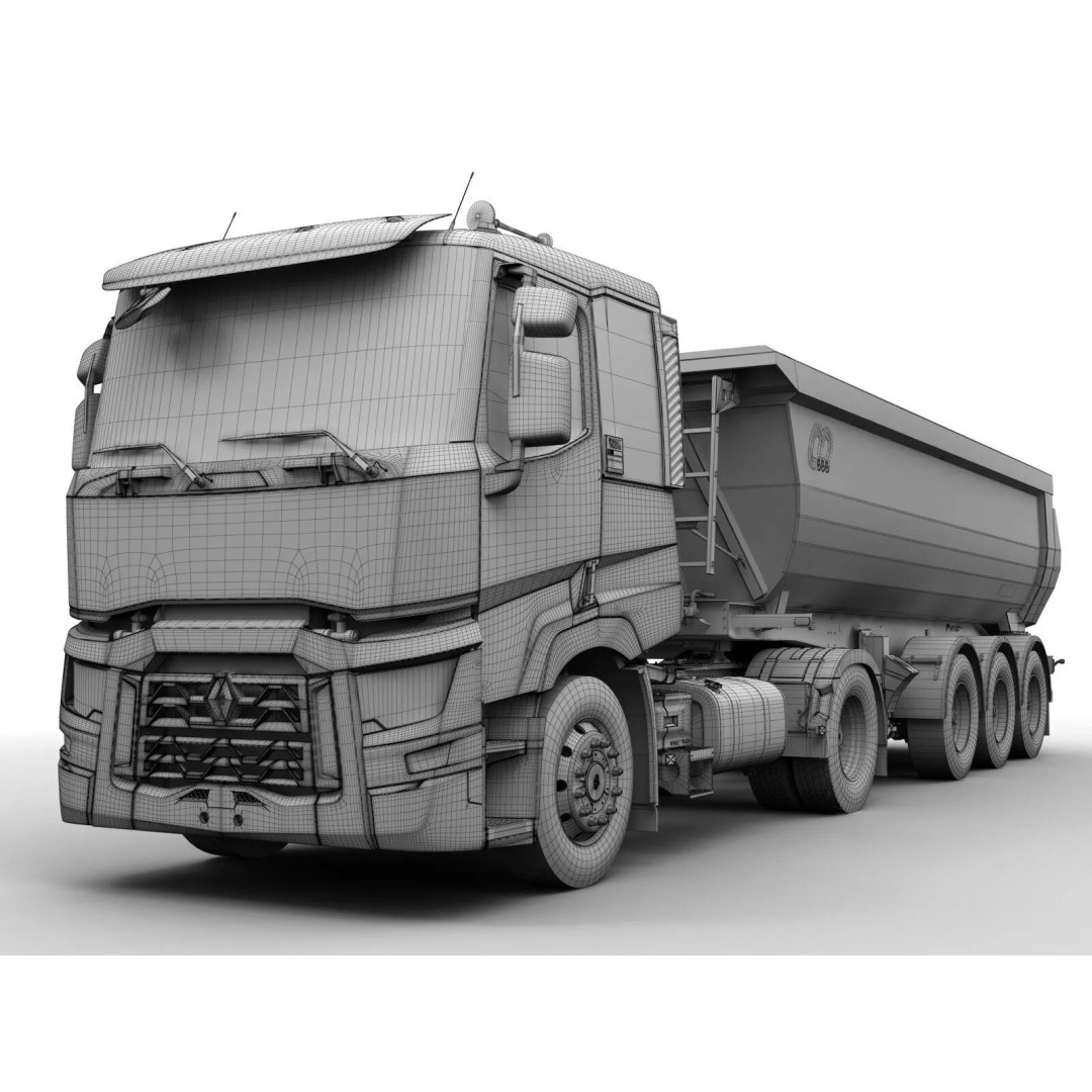 Renault C Tipper 3D Model – High Poly Dump Truck, FBX, OBJ - View 20