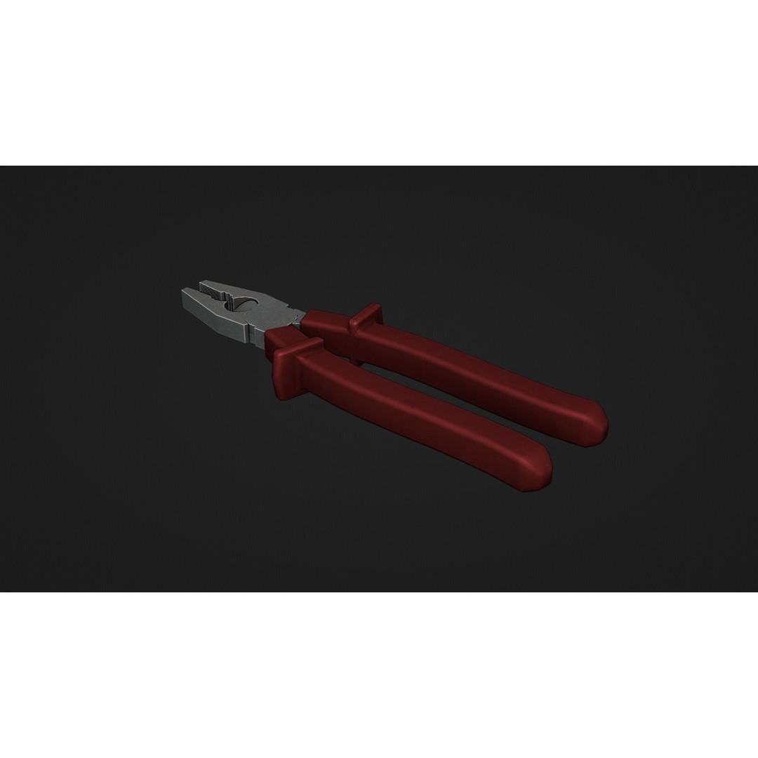 Pliers 3D Model – Low Poly Industrial Tool Asset, FBX, OBJ - View 12