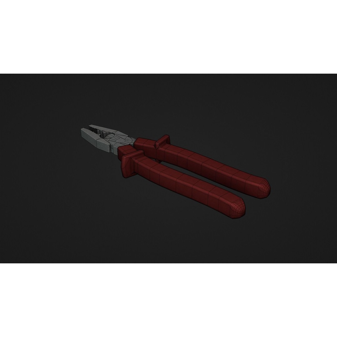Pliers 3D Model – Low Poly Industrial Tool Asset, FBX, OBJ - View 13