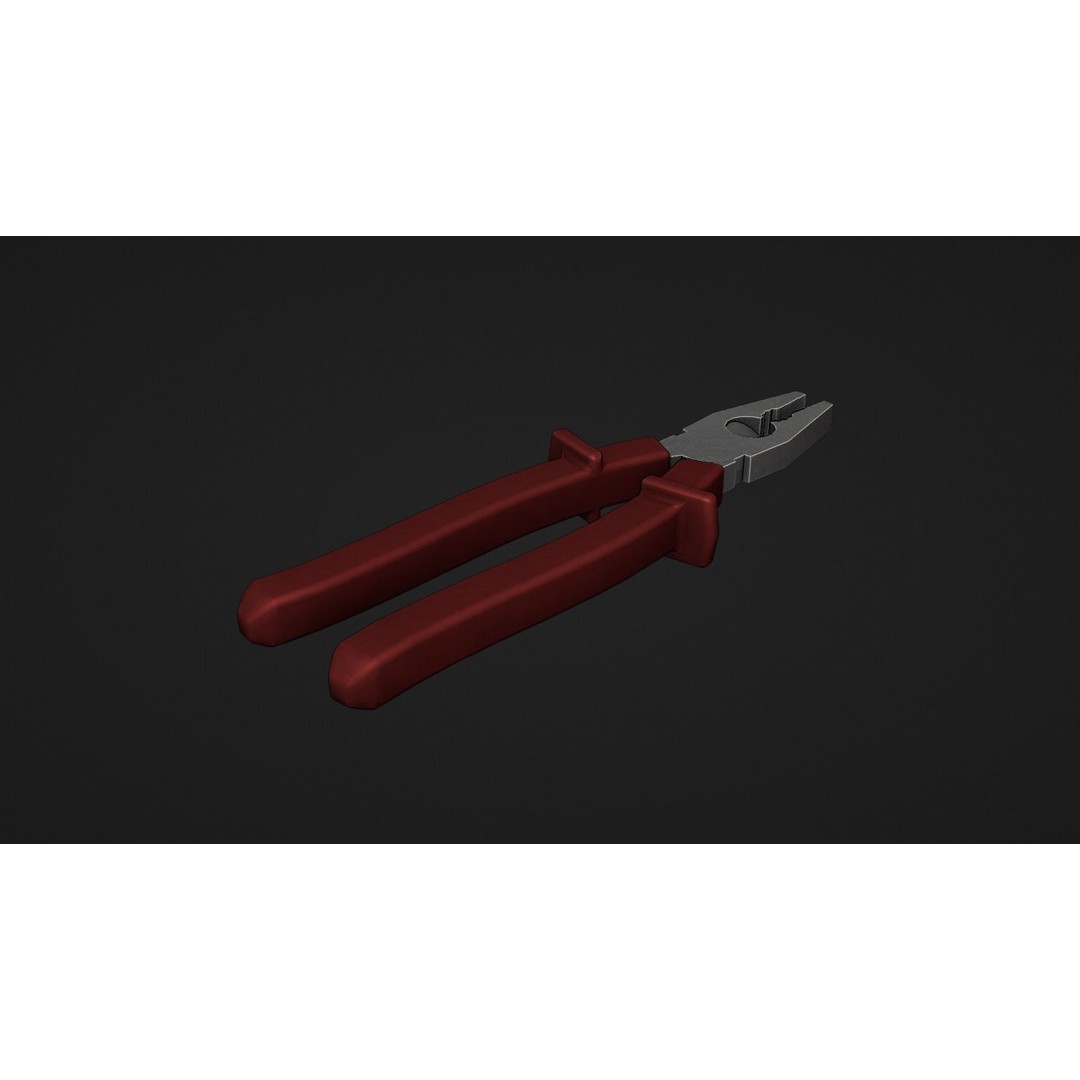 Pliers 3D Model – Low Poly Industrial Tool Asset, FBX, OBJ - View 16