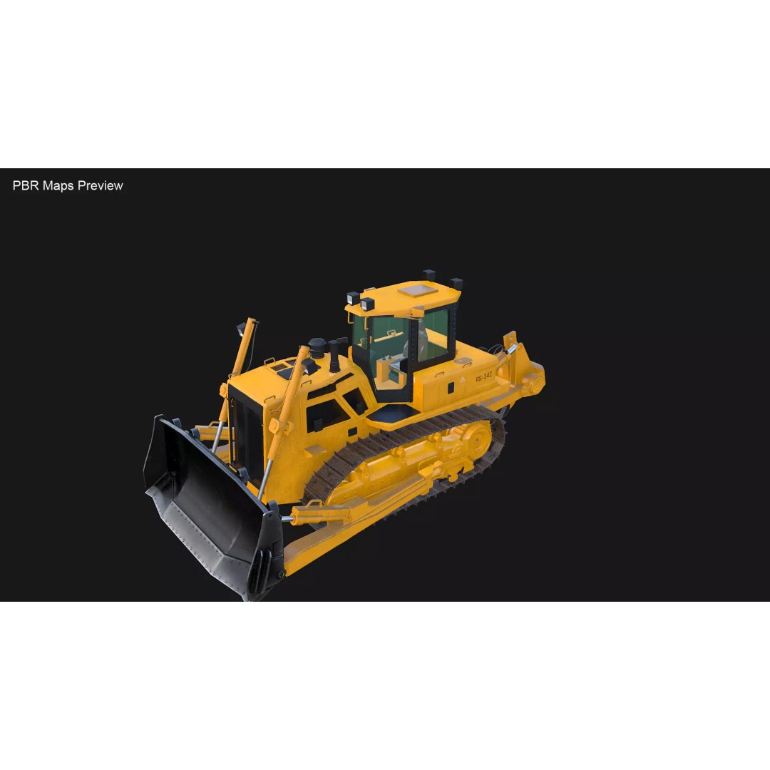 Modern Bulldozer 3D Model – PBR Industrial Machine, FBX