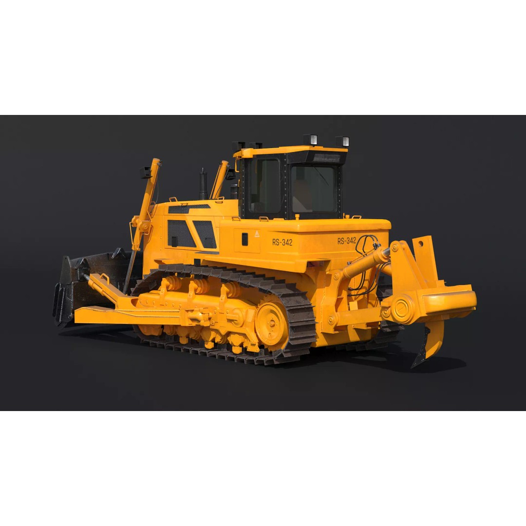 Modern Bulldozer 3D Model – PBR Industrial Machine, FBX - View 4