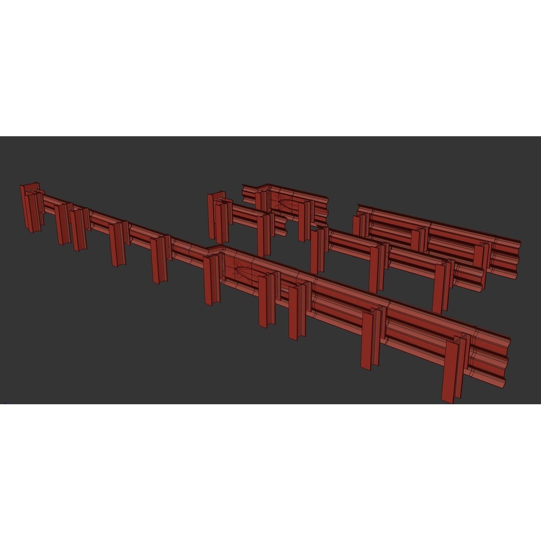 Road Railing 3D Model – Low Poly Game Asset, PBR Textures, FBX