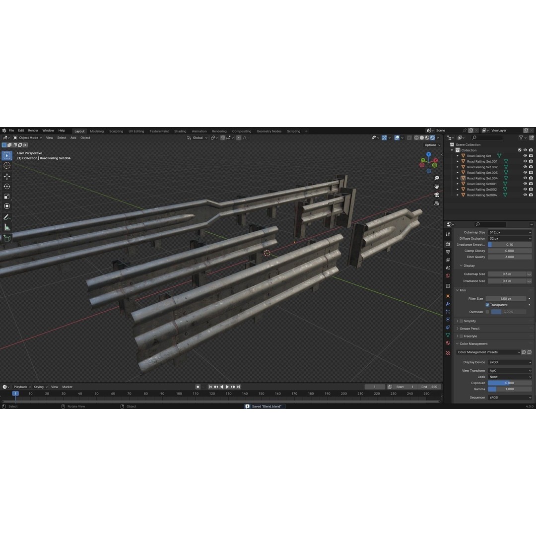 Road Railing 3D Model – Low Poly Game Asset, PBR Textures, FBX - View 22