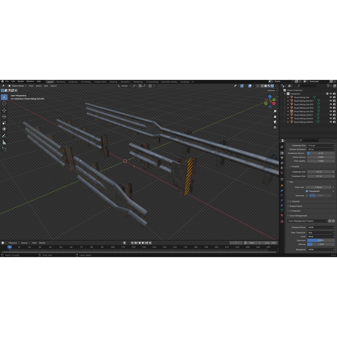 Road Railing 3D Model – Low Poly Game Asset, PBR Textures, FBX - View 23