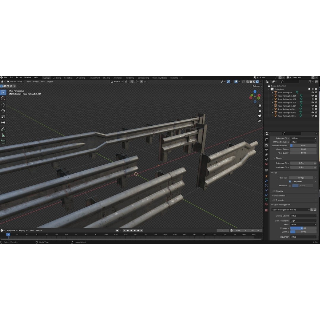 Road Railing 3D Model – Low Poly Game Asset, PBR Textures, FBX - View 24