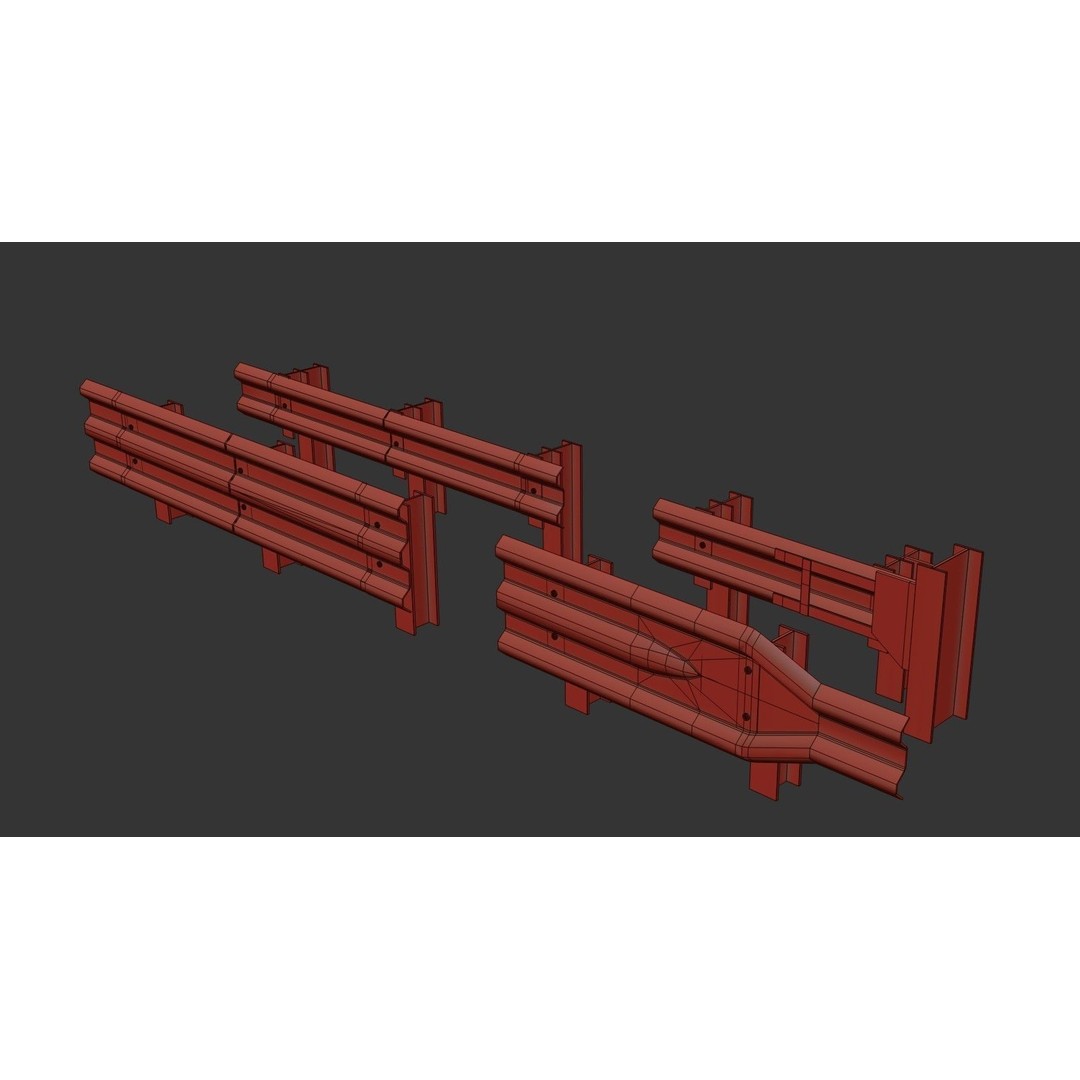 Road Railing 3D Model – Low Poly Game Asset, PBR Textures, FBX - View 25