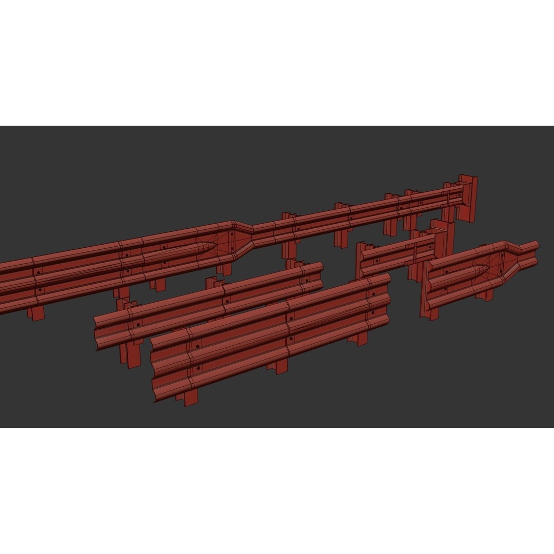 Road Railing 3D Model – Low Poly Game Asset, PBR Textures, FBX - View 26
