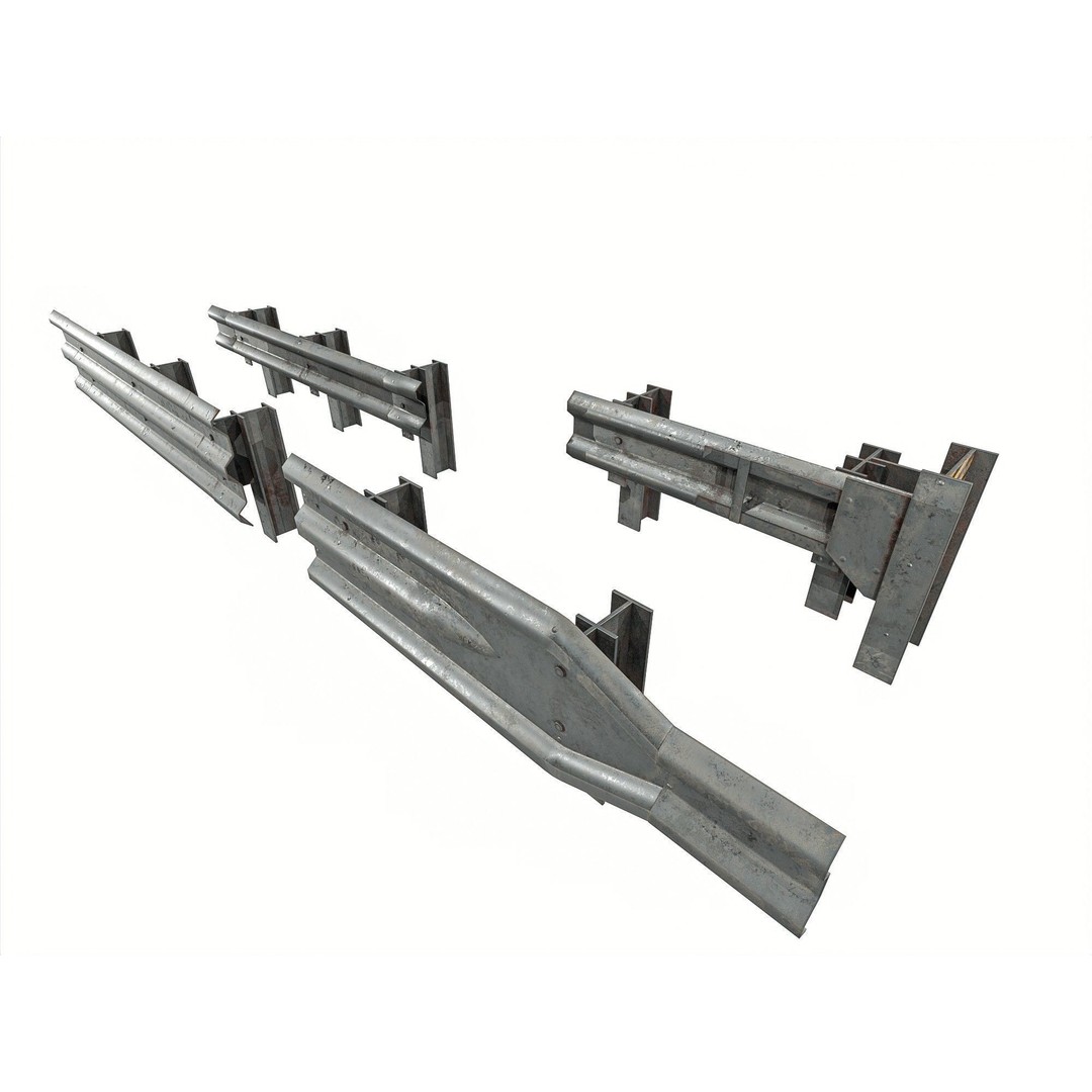 Road Railing 3D Model – Low Poly Game Asset, PBR Textures, FBX - View 4