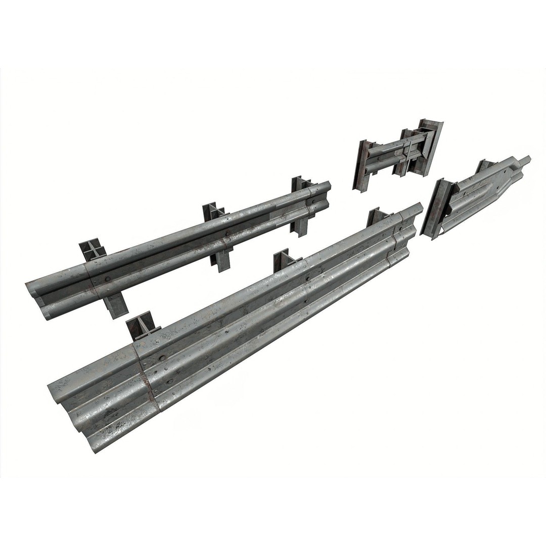 Road Railing 3D Model – Low Poly Game Asset, PBR Textures, FBX - View 7