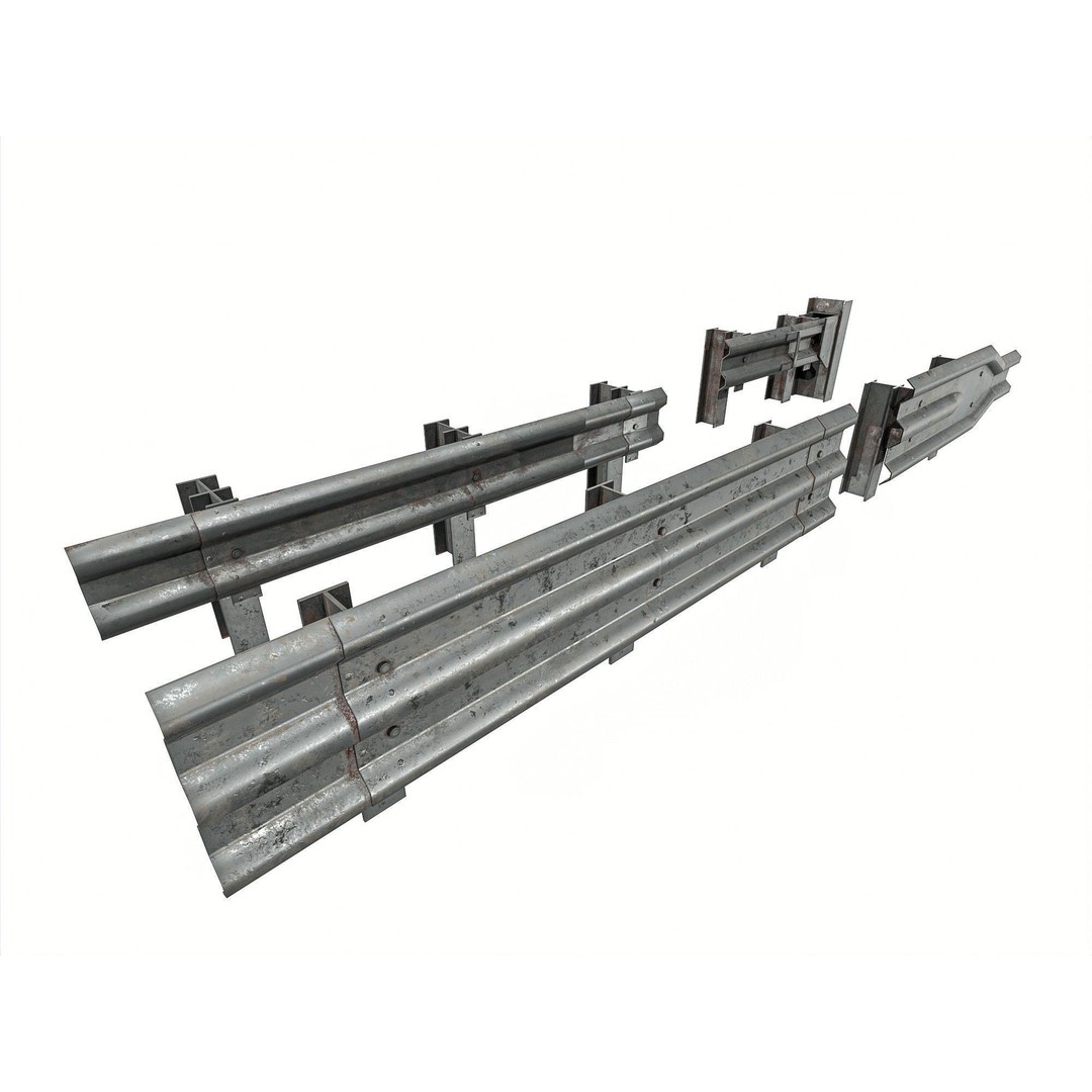 Road Railing 3D Model – Low Poly Game Asset, PBR Textures, FBX - View 8