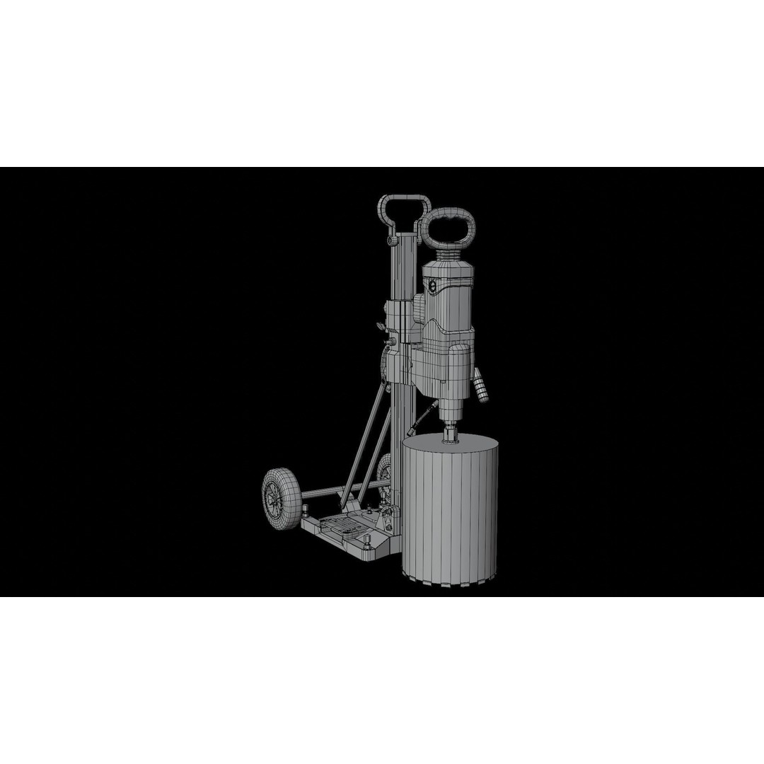 Concrete Coring 3D Model – PBR Textured Industrial Machine, FBX, OBJ