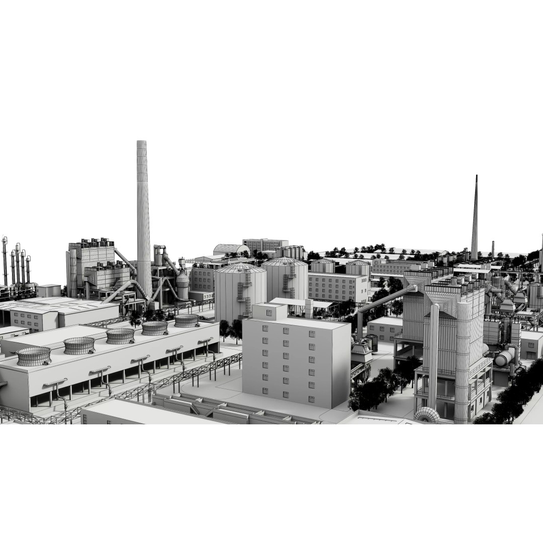 Chemical Factory 3D Model – Industrial Scene, FBX & OBJ Formats - View 15