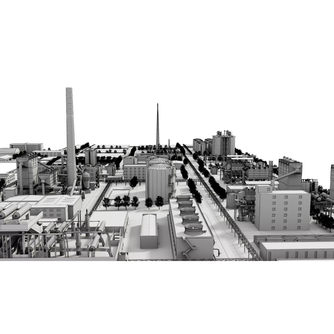 Chemical Factory 3D Model – Industrial Scene, FBX & OBJ Formats - View 16