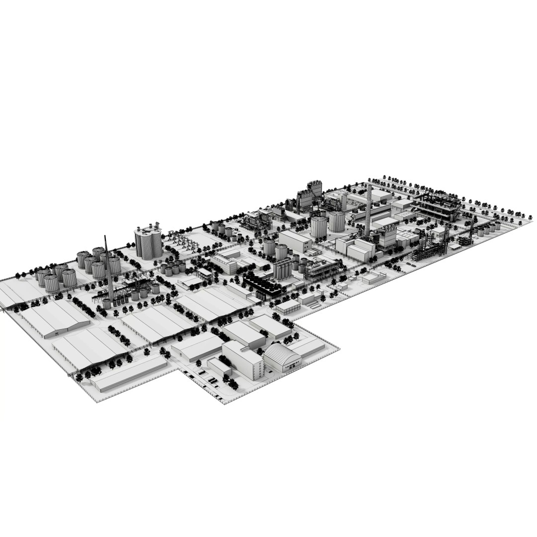 Chemical Factory 3D Model – Industrial Scene, FBX & OBJ Formats - View 17