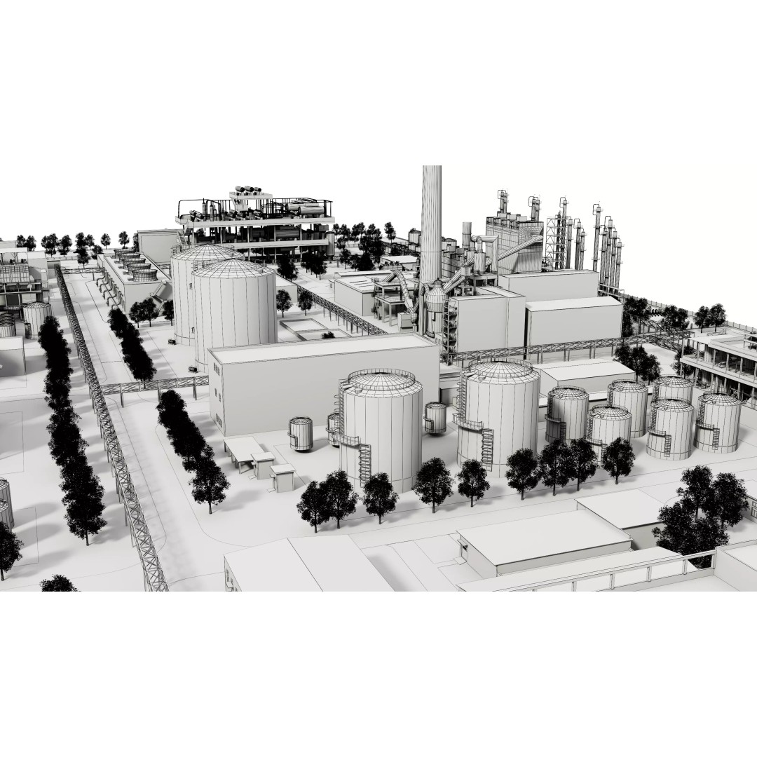 Chemical Factory 3D Model – Industrial Scene, FBX & OBJ Formats - View 18