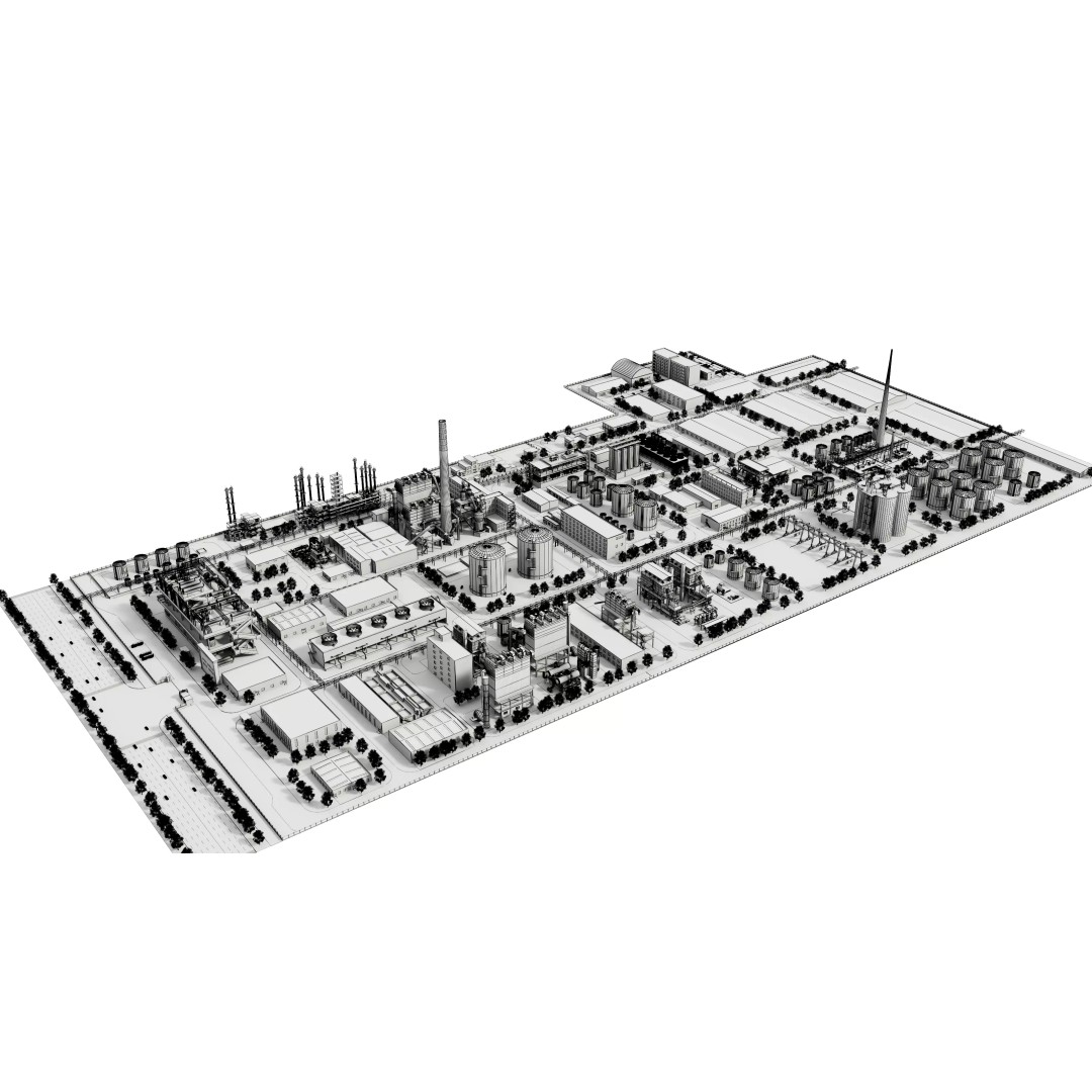 Chemical Factory 3D Model – Industrial Scene, FBX & OBJ Formats - View 19