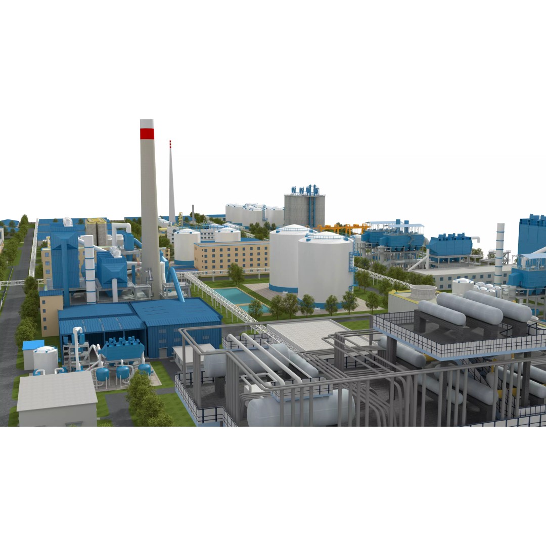 Chemical Factory 3D Model – Industrial Scene, FBX & OBJ Formats - View 2