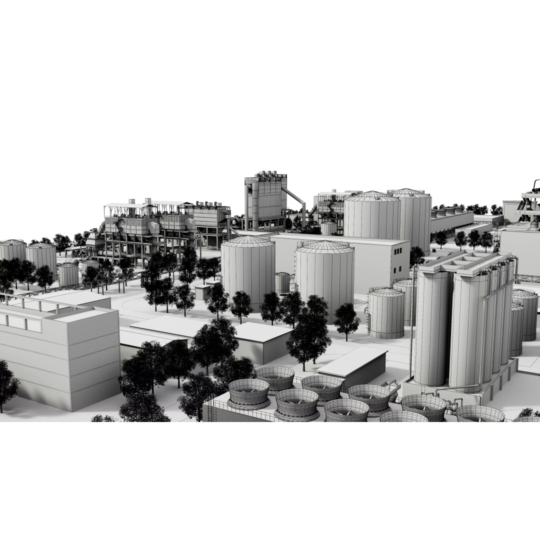 Chemical Factory 3D Model – Industrial Scene, FBX & OBJ Formats - View 20
